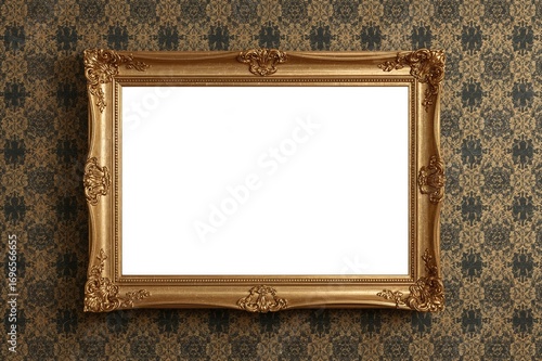 Ornate gold frame with an empty center