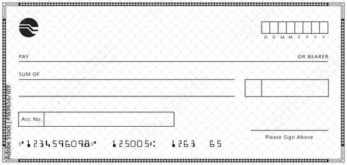 Bank check, vector blank money cheque, checkbook template with guilloche pattern and fields. Currency payment coupon, money check background