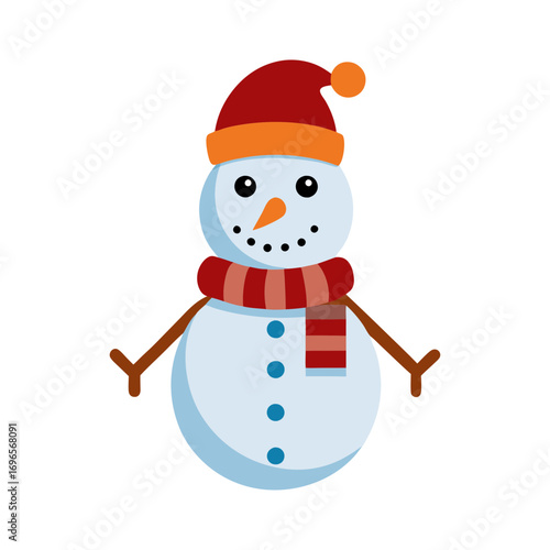 vector snowman with broom