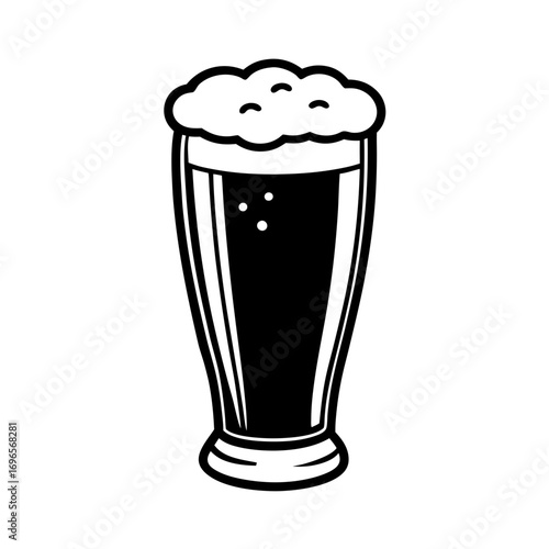 vector glass of beer isolated line art