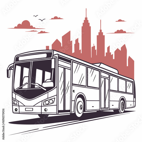 Modern city passenger bus isolated. Vector illustration.