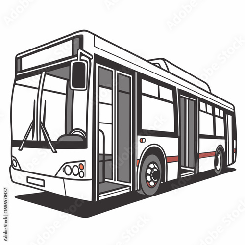 Modern city passenger bus isolated. Vector illustration.
