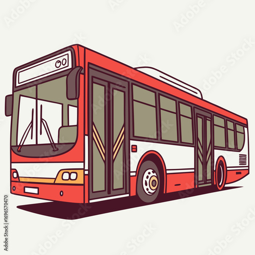 Modern city passenger bus isolated. Vector illustration.