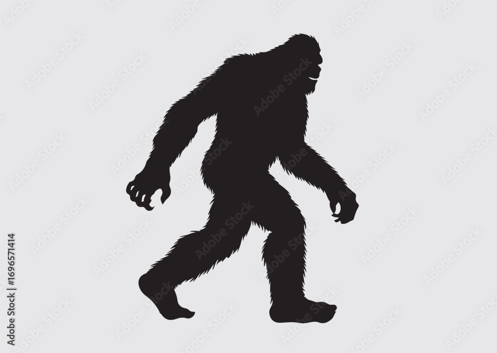 Fototapeta premium Black Bigfoot vector icon, Bigfoot vector silhouette