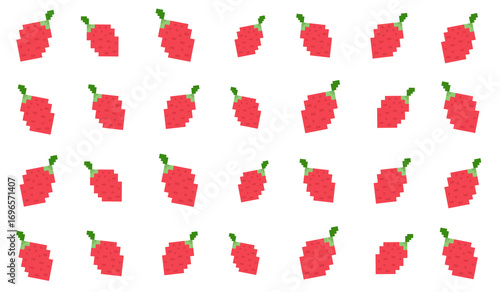 Pixel Art Strawberry Pattern Design