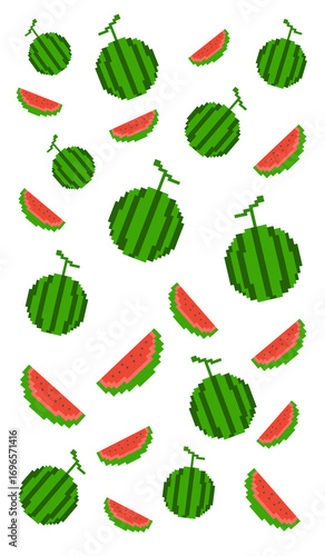 Pixel Art Vertical Watermelon Pattern