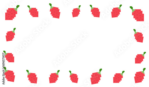 Pixel Art Strawberry Frame Design