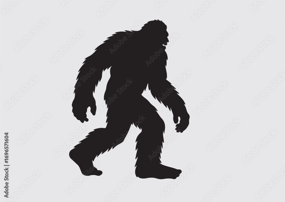 Fototapeta premium Black Bigfoot vector icon, Bigfoot vector silhouette