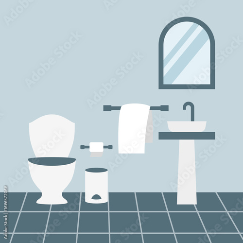 flat illustration of modern bathroom interior design vector