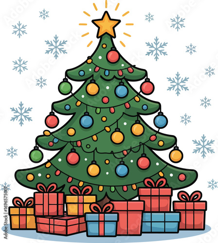 Cute a illustrator vector Christmas tree