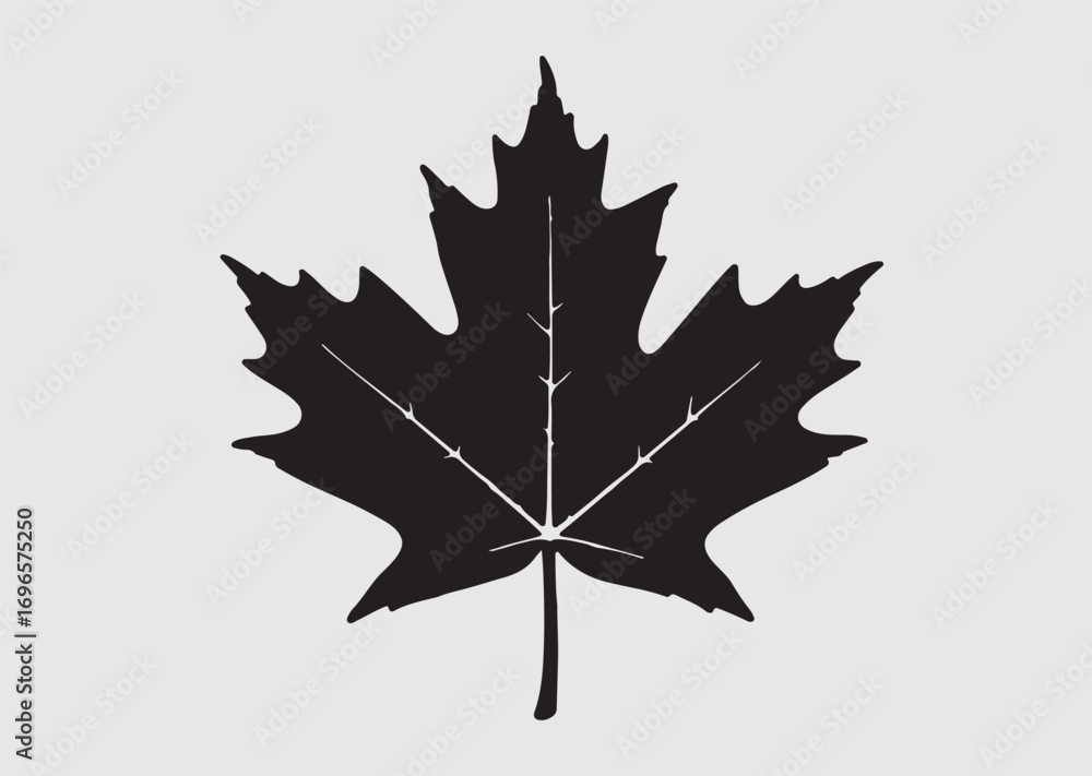 Naklejka premium Black seven-pointed leaf vector icon, vector silhouette
