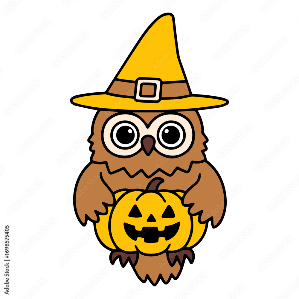 Naklejka premium Hand drawn owl cartoon illustration isolated on white background
