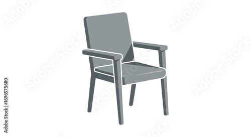 Elegant graphite-toned armchair illustration on a clean white backdrop showcasing modern design and simple aesthetic with refined craftsmanship and