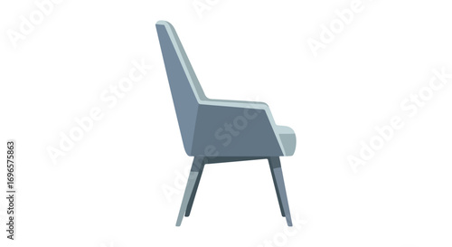 Minimalist gray chair illustration highlighting simplicity and modern furniture design isolated on white backdrop creating aesthetic appeal 150
