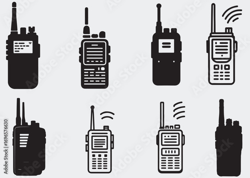 Black walkie-talkie vector icon, vector silhouette