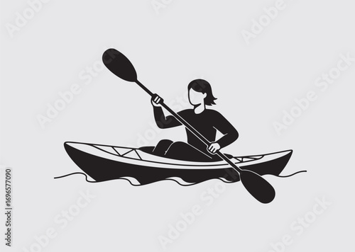 Black woman canoe plate vector icon, vector silhouette