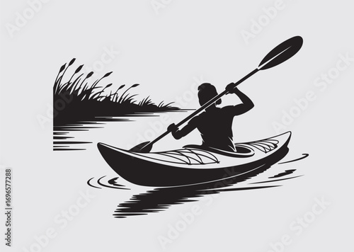 Black woman canoe plate vector icon, vector silhouette