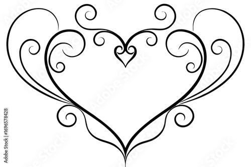 Elegant Heart Swirls A Delicate Illustration of Love and Affection