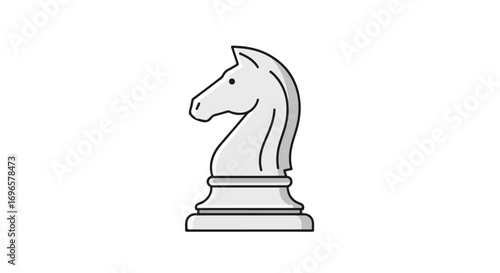 Abstract knight chess piece illustration on white background strategic design icon strategic concept object simple shape