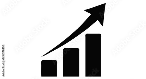 Growth chart arrow up simple black vector illustration