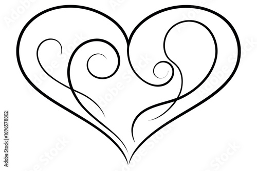 Elegant Swirls Heart Design A Romantic Vector Illustration