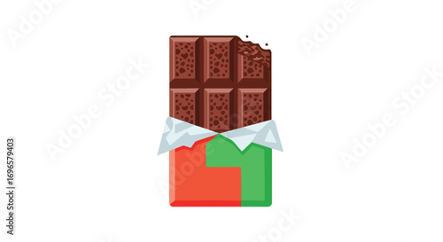 A Delicious Chocolate Bar with a Bite Taken: Tempting Indulgence and Sweet Delights Await in Every Square