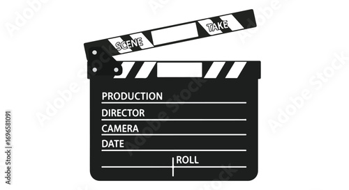 Film industry clapboard symbolizing filmmaking production and cinematic creation process in detail, a symbol of hollywood movie production