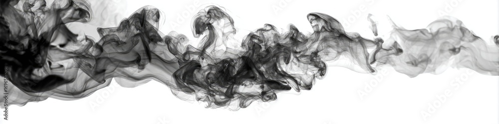 Fototapeta premium Abstract grayscale ink or smoke flowing across a white background