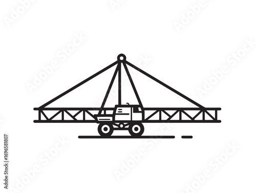Modern Sprayer Boom Icon in Professional Minimal Technical Vector Artwork Design