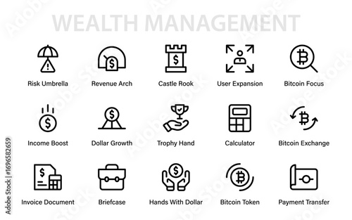 Profit and Finance Modern Line Icon Collection. Professional minimal vector pack for banking, savings, trade, assets, and investments