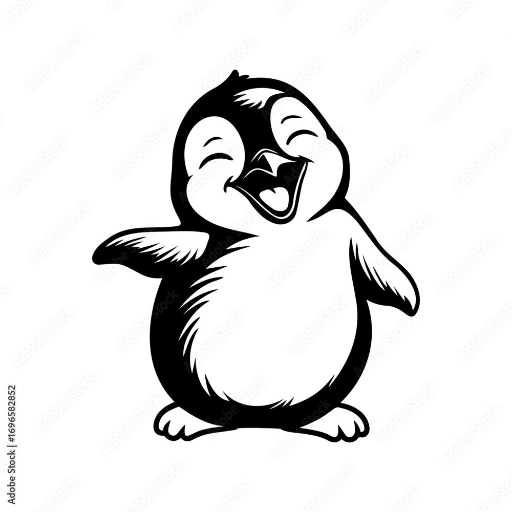 Fototapeta premium Cute Happy Penguin. Cartoon Illustration