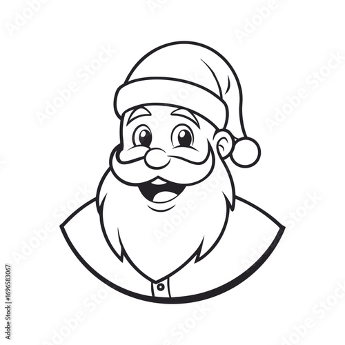 a jolly santa claus mascot logo vector illustration line art