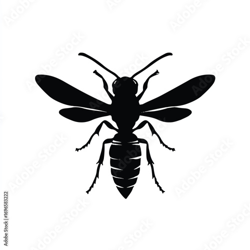 Wasp Silhouette Illustration Isolated on White Background Detailed Vector Graphic Image Insect Design Nature Art