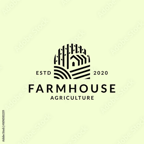 Farmhouse, Barn, farm house agriculture logo stamp template. Vector illustration
