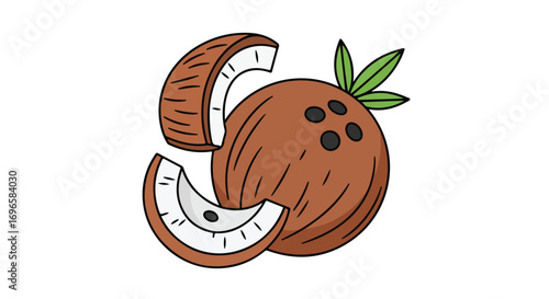 Wholesome coconut illustration displaying tropical freshness and natural goodness evoking a sense of vibrant tropical lifestyle