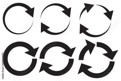 red recycling signs. circle arrows set. refresh, reload, rotation. Green recycle vector icon symbol. Repeat and reload icons set and arrow rotation circle eps 10