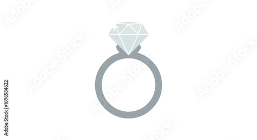Vector illustration of an engagement ring with a chipped diamond symbolizing imperfection in relationships and financial instability