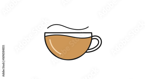 Minimalist coffee cup illustration with delicate steam lines and soft brown tones conveying warmth and comfort