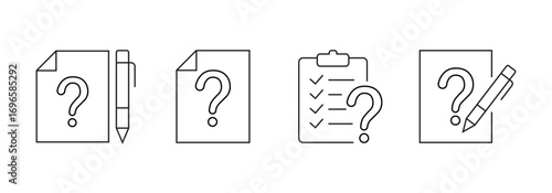 question. to ask questions. icons. look for answers to questions. frequently asked questions. icon with questions. banner. advertisement. black lines.