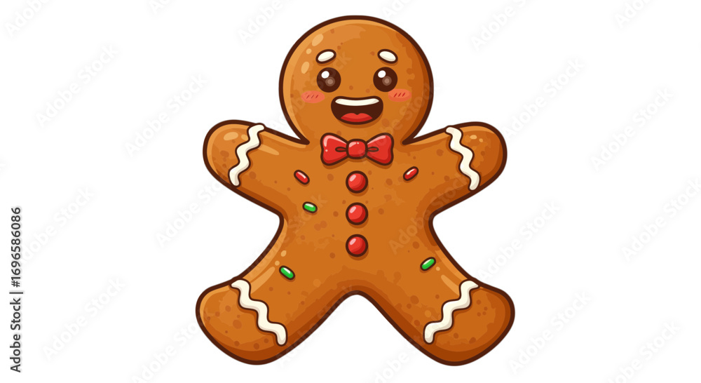 Obraz premium Cute gingerbread man cookie holiday season christmas treat festive baked goods dessert icon illustration on transparent background