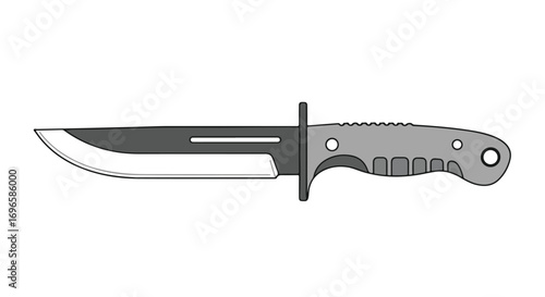 Sharp edged tactical knife illustration showcasing a modern design and robust construction perfect for outdoor adventures and survival situations