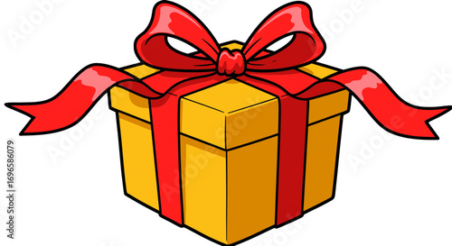 Gift box present with ribbon birthday celebration surprise giving holiday festive occasion wrapped package on transparent background