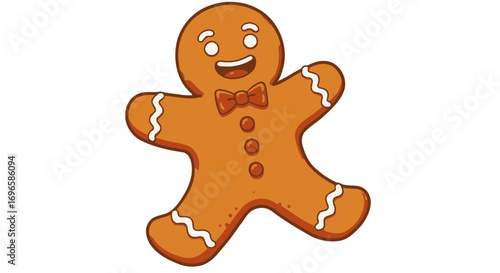 Gingerbread man cookie holiday christmas cute festive baked treat dessert food icing decoration vector illustration on transparent background