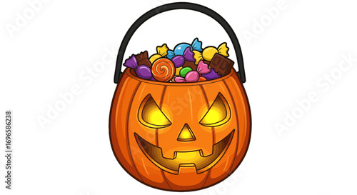 Halloween pumpkin candy trick or treat spooky celebration autumn festive season sweets candies treats on transparent background