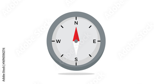 Detailed compass icon illustration showcasing direction pointing north within a minimalist design suitable for navigational purposes and educational