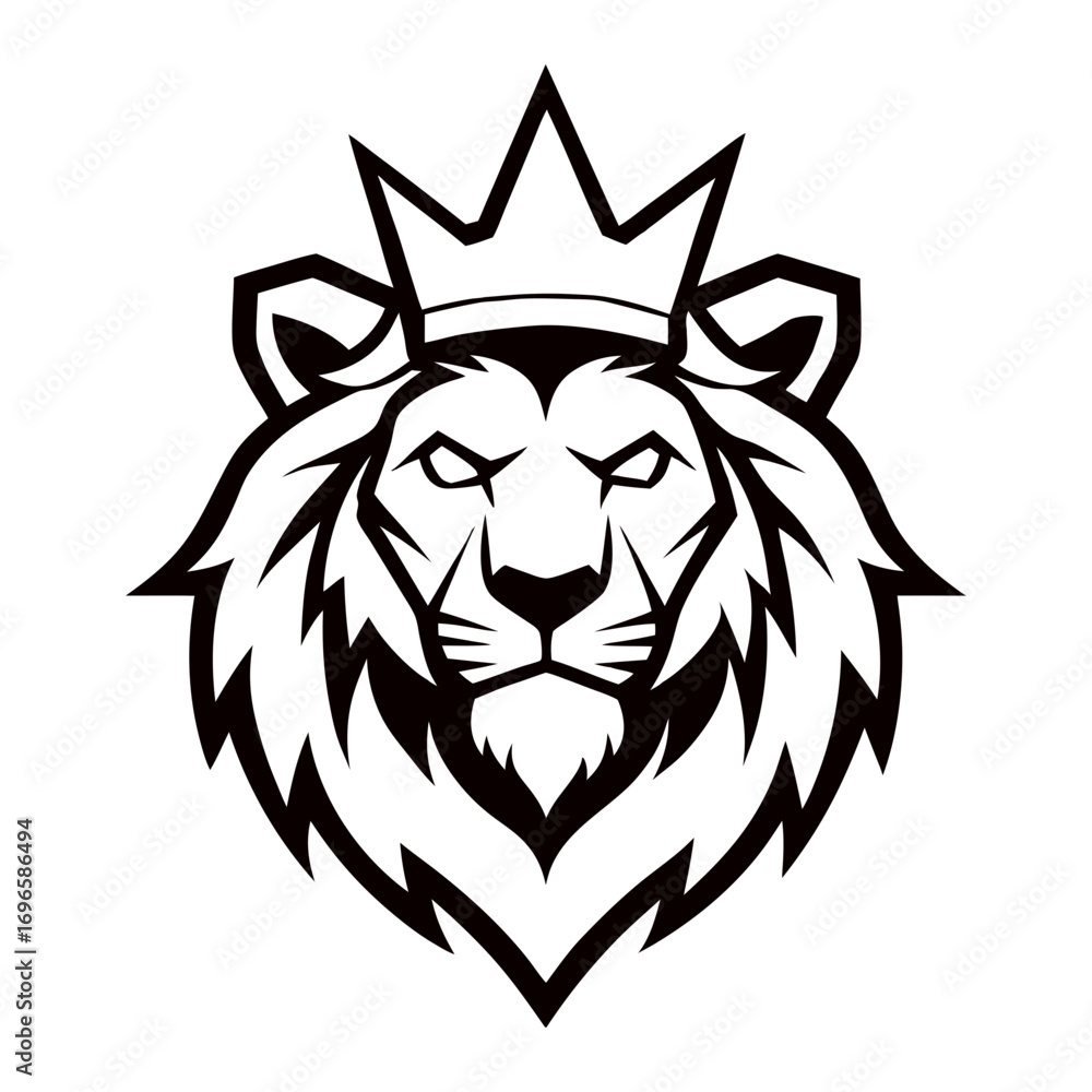 Obraz premium a lion king head with crown line art