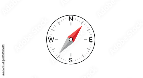 Navigational instrument displaying cardinal directions for orientation and finding specific location using compass for exploration or adventure
