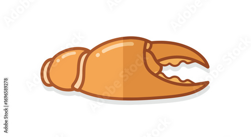 A cartoon-style crustacean claw isolated on a white background, perfect for seafood restaurant designs or children's educational illustrations