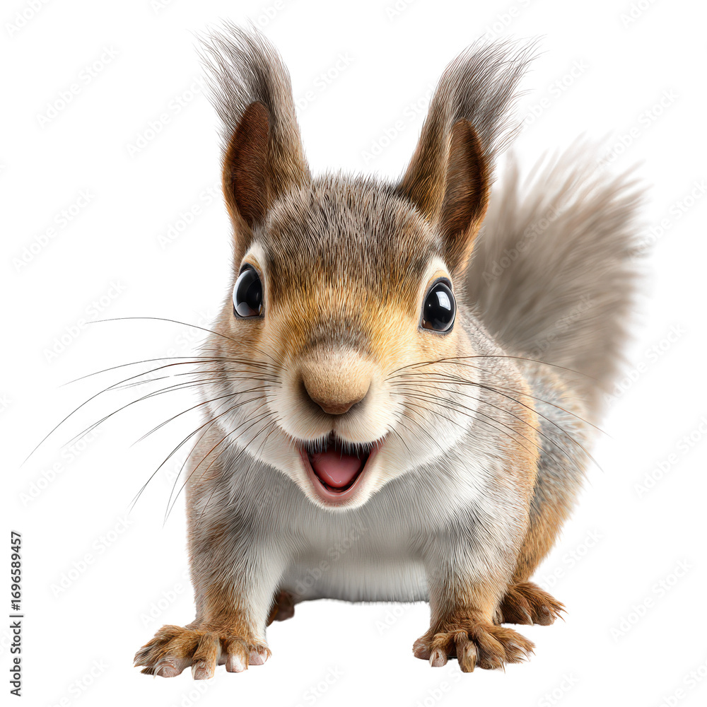 Fototapeta premium Joyful Squirrel in Nature Scene, Captivating Wildlife Photography, Happy Environment, Close-Up Perspective