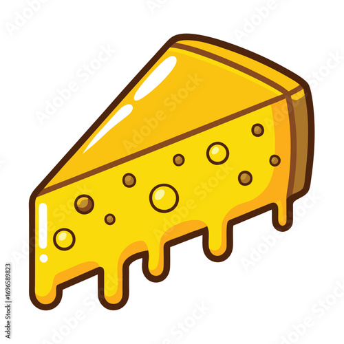 Hard porous cheese big head and sliced piece vector illustration